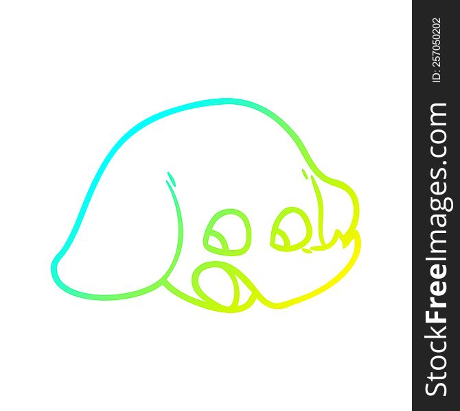 Cold Gradient Line Drawing Shocked Cartoon Elephant Face