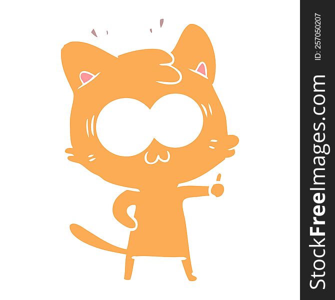 Flat Color Style Cartoon Surprised Cat