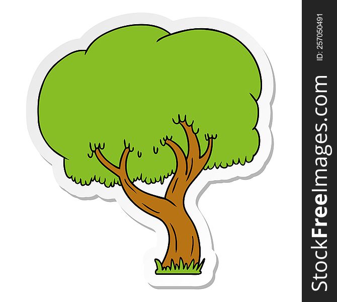 hand drawn sticker cartoon doodle of a summer tree