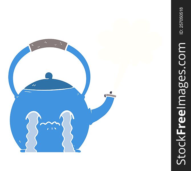 flat color style cartoon boiling kettle