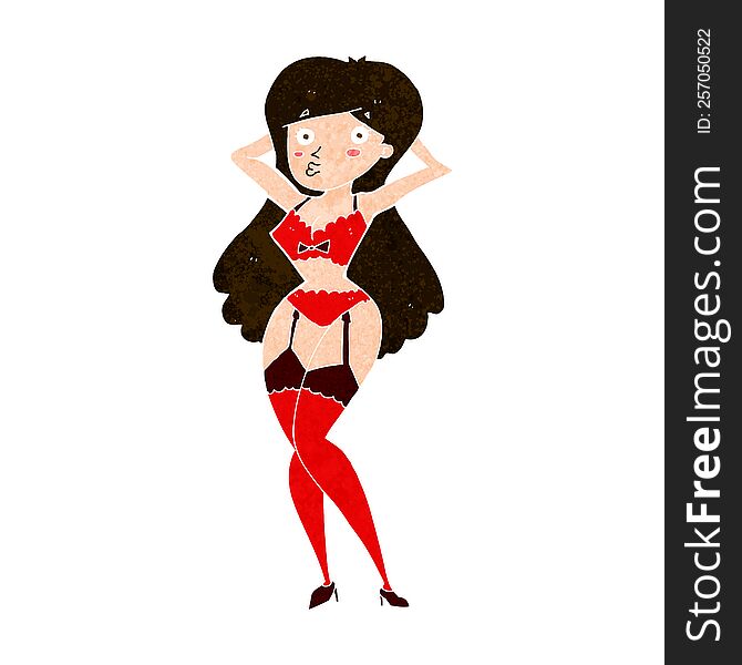 cartoon woman in lingerie