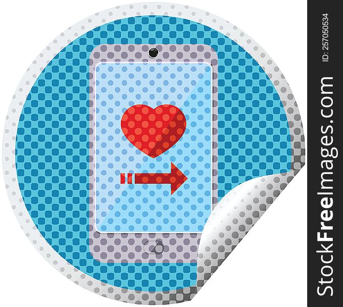 Dating App On Cell Phone Graphic Circular Sticker