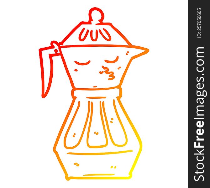 Warm Gradient Line Drawing Cartoon Coffee Pot