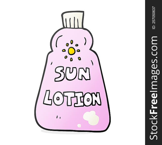 freehand drawn cartoon sun lotion