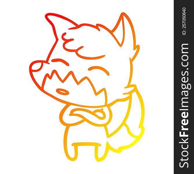 Warm Gradient Line Drawing Cartoon Fox