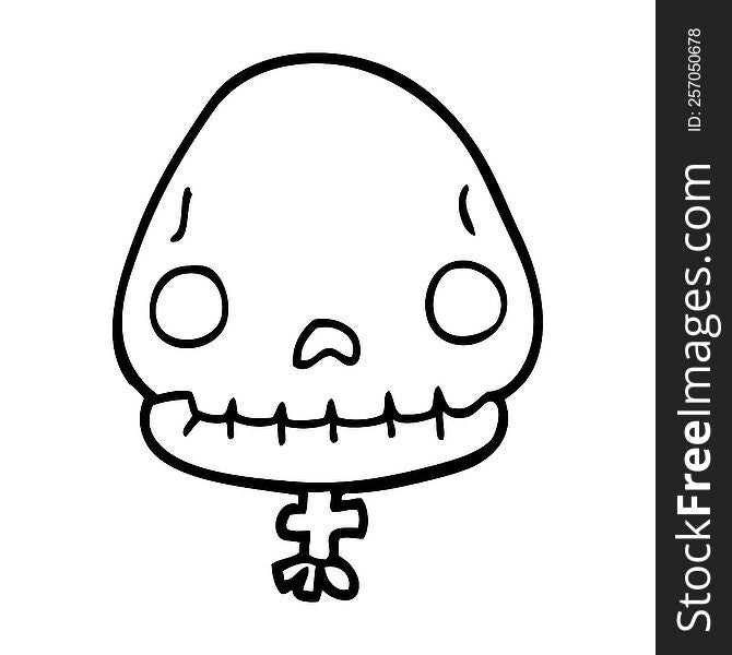 line drawing cartoon halloween skull
