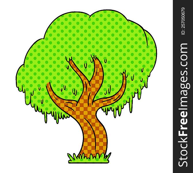 hand drawn cartoon doodle of a green tree