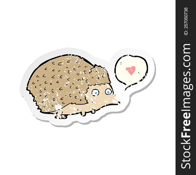 Retro Distressed Sticker Of A Cartoon Cute Hedgehog