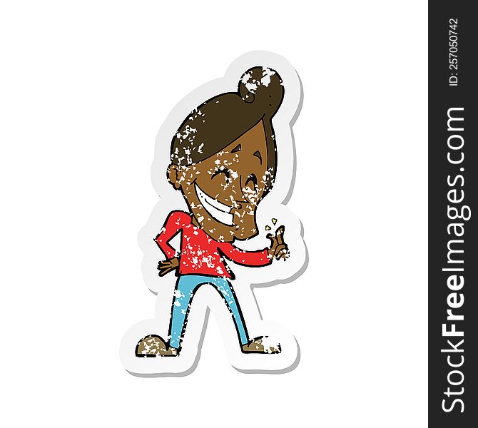 Retro Distressed Sticker Of A Cartoon Man Snapping Fingers