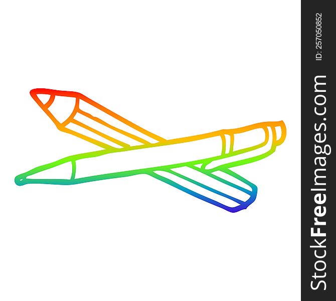 rainbow gradient line drawing of a cartoon pen