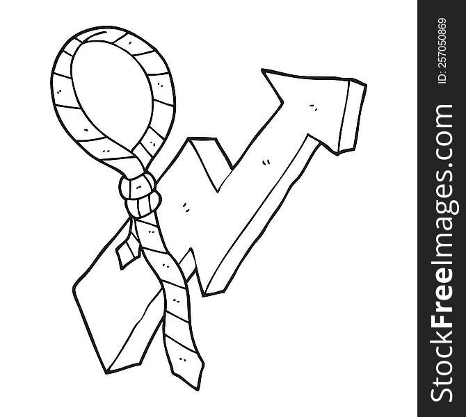 black and white cartoon work tie and arrow progress symbol