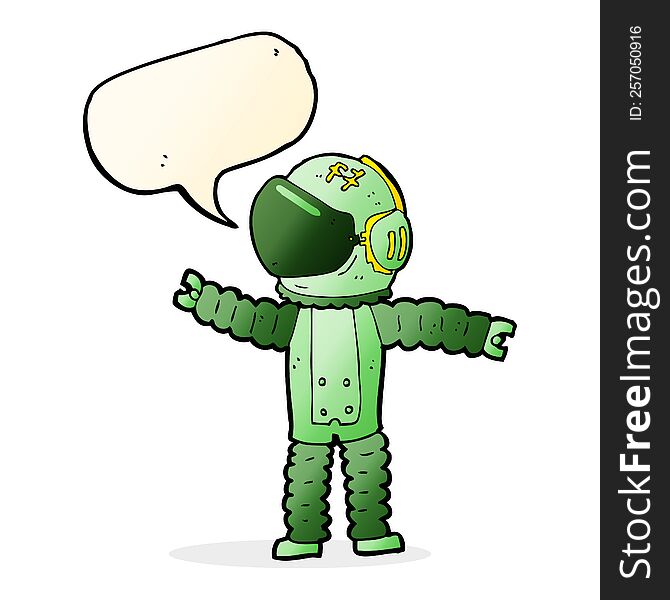 Cartoon Astronaut Reaching With Speech Bubble
