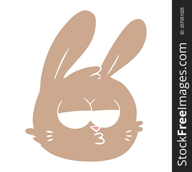 flat color style cartoon jaded rabbit face