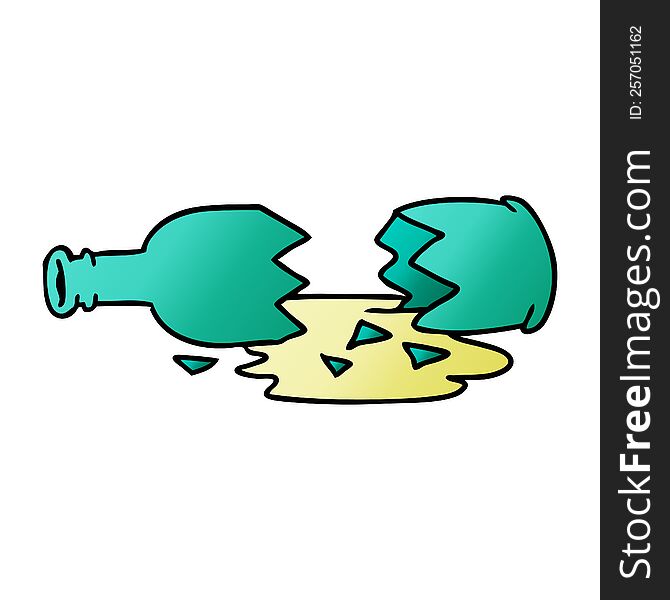 Gradient Cartoon Doodle Of A Broken Bottle