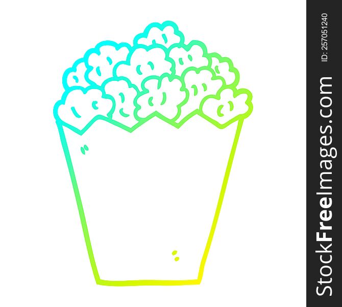 cold gradient line drawing of a cartoon cinema popcorn