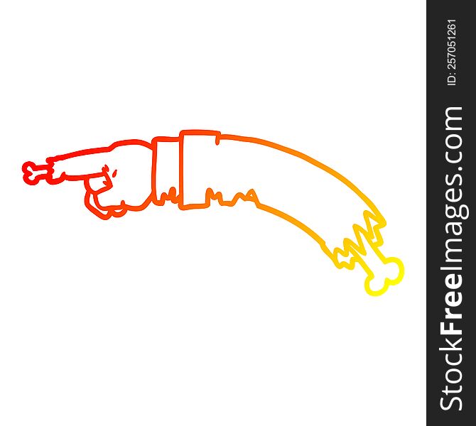 warm gradient line drawing of a cartoon pointing zombie hand
