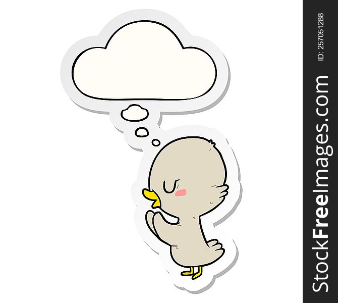 cartoon duckling with thought bubble as a printed sticker
