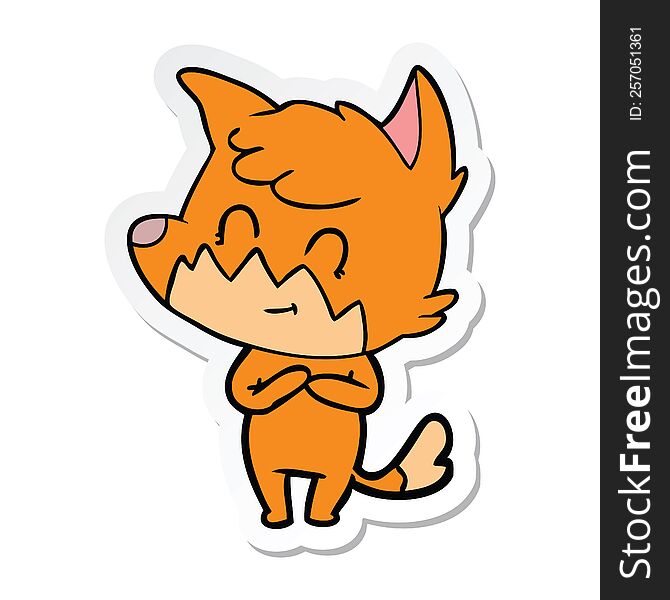 sticker of a cartoon friendly fox