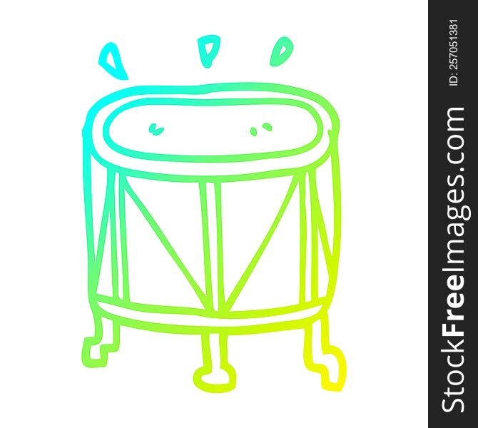cold gradient line drawing of a cartoon drum on stand