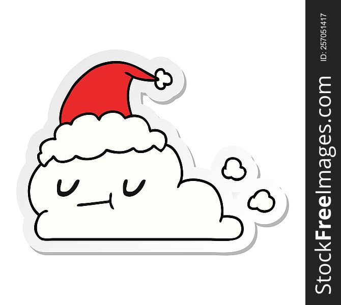 Christmas Sticker Cartoon Of Kawaii Cloud