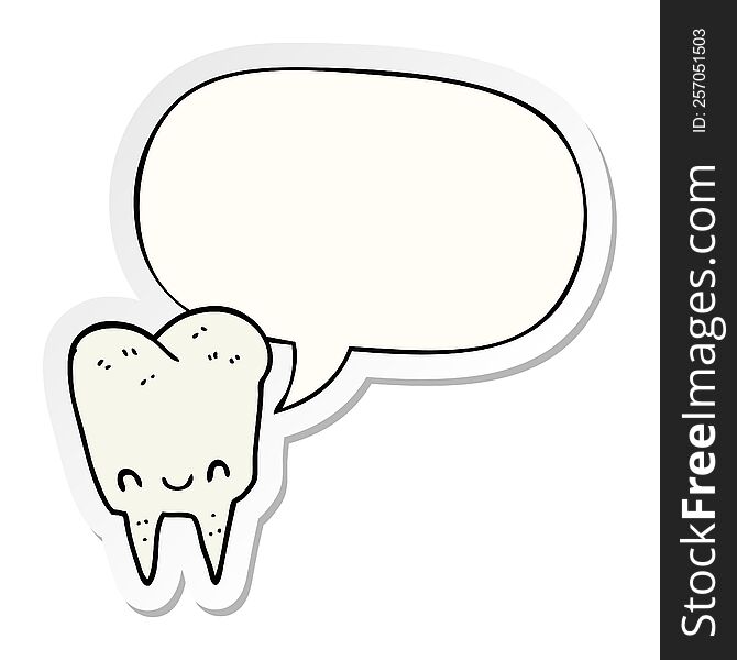 Cartoon Tooth And Speech Bubble Sticker