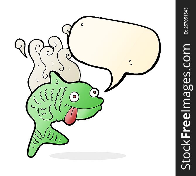 Cartoon Smelly Fish With Speech Bubble