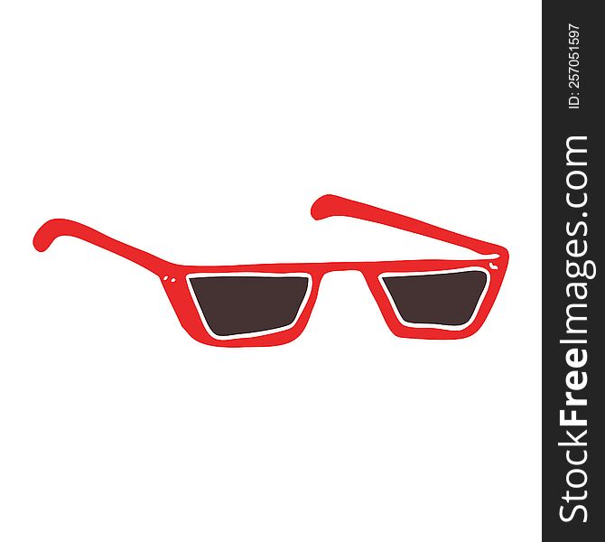 Flat Color Illustration Of A Cartoon Sunglasses