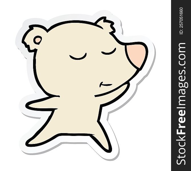 sticker of a happy cartoon polar bear dancing