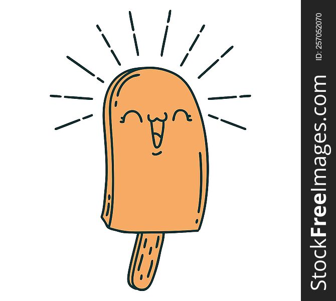 illustration of a traditional tattoo style ice lolly