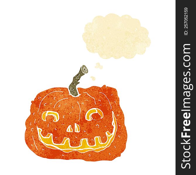 Cartoon Pumpkin With Thought Bubble