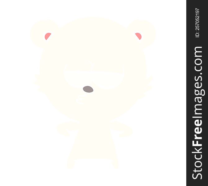 Bored Polar Bear Flat Color Style Cartoon