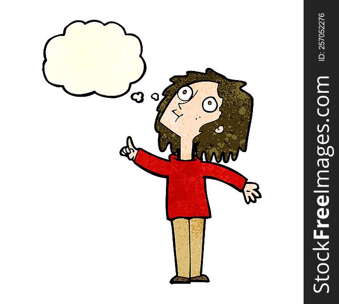Cartoon Curious Woman With Thought Bubble