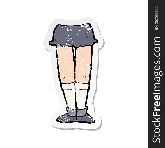 Retro Distressed Sticker Of A Cartoon Female Legs