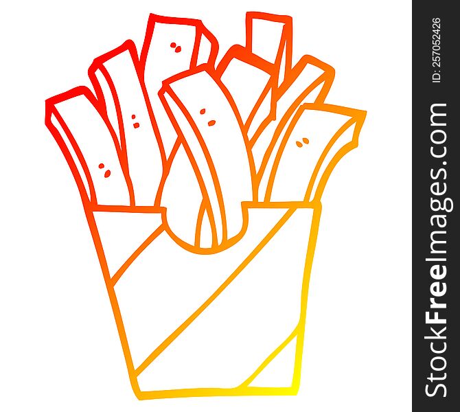 warm gradient line drawing of a cartoon fries
