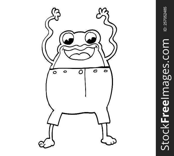 Line Drawing Cartoon Frog