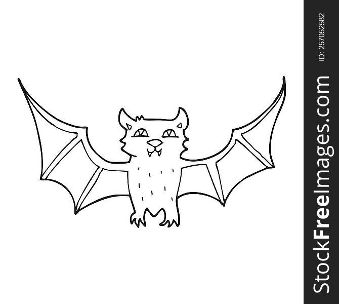 Black And White Cartoon Halloween Bat