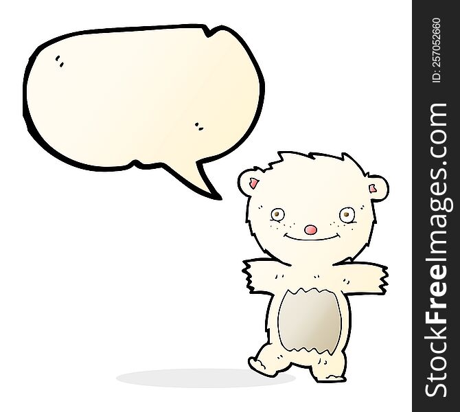 cartoon polar bear cub with speech bubble