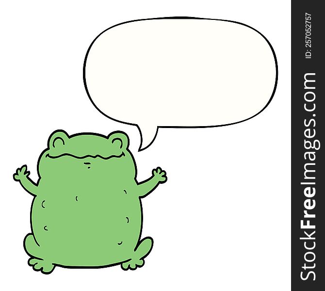 cartoon toad with speech bubble. cartoon toad with speech bubble