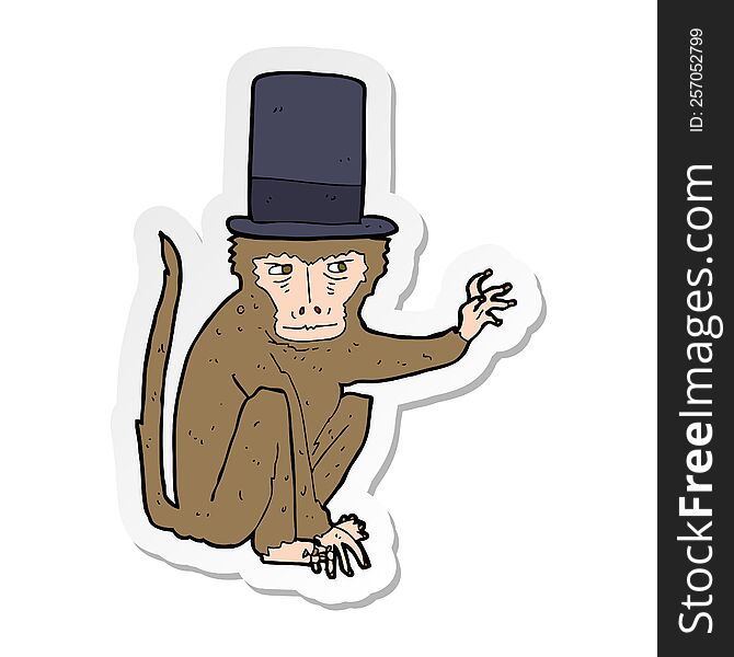 Sticker Of A Cartoon Monkey Wearing Top Hat