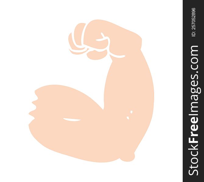 Flat Color Illustration Of A Cartoon Strong Arm Flexing Bicep