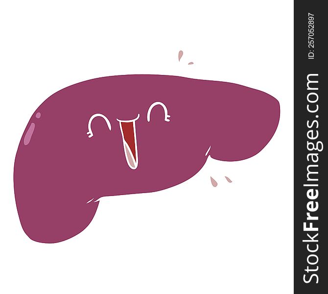 Flat Color Style Cartoon Liver