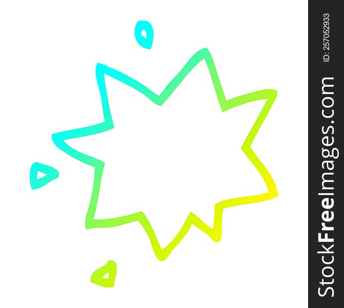 cold gradient line drawing of a cartoon explosion symbol
