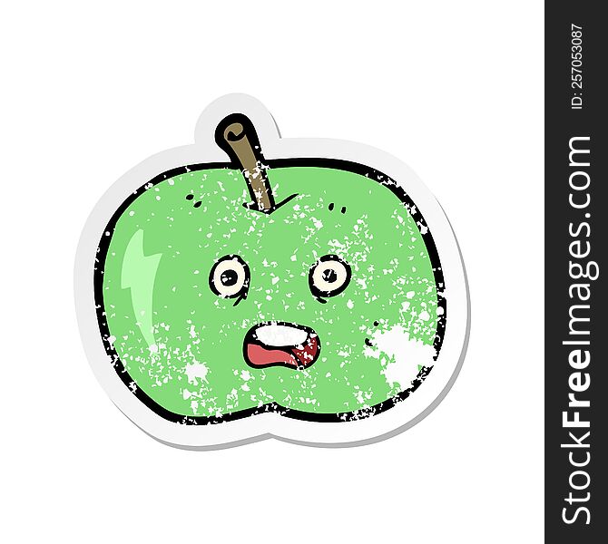 Retro Distressed Sticker Of A Cartoon Shiny Apple