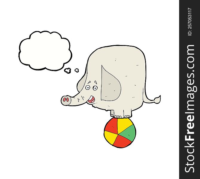 Cartoon Circus Elephant With Thought Bubble