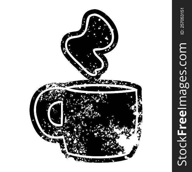 grunge distressed icon of a steaming hot drink. grunge distressed icon of a steaming hot drink
