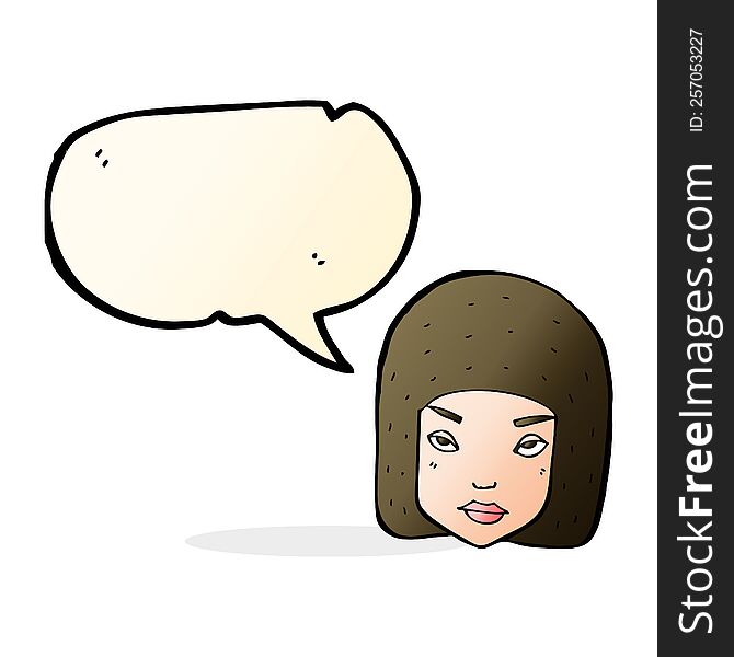 Cartoon Annoyed Female Face With Speech Bubble