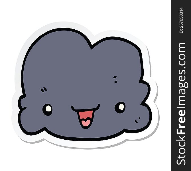 Sticker Of A Cartoon Tiny Happy Cloud
