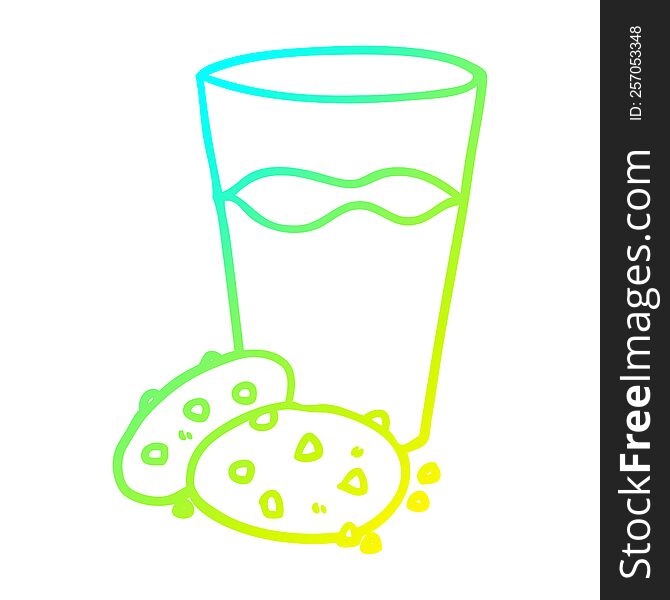 cold gradient line drawing of a cookies and milk