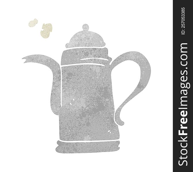 freehand retro cartoon coffee kettle