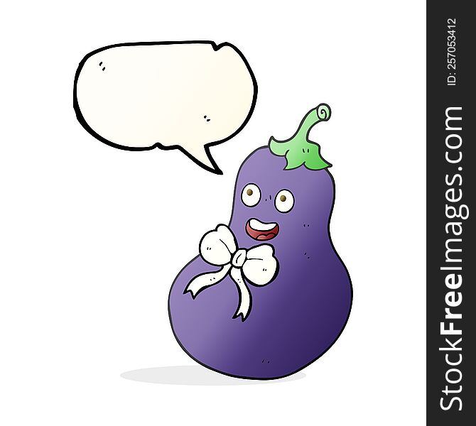 freehand drawn speech bubble cartoon eggplant